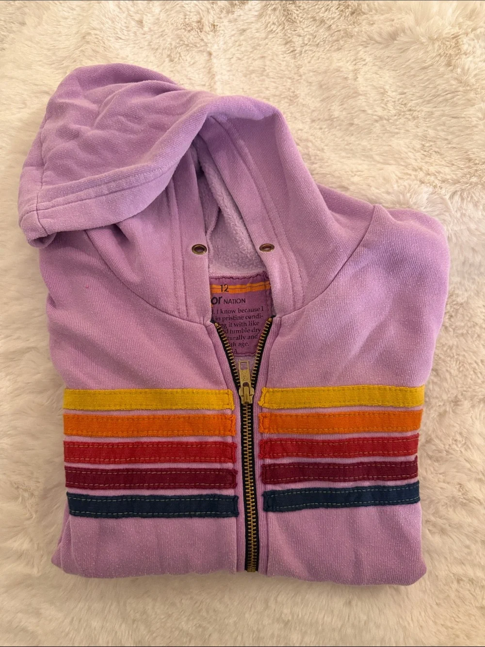 Aviator Nation Kids Lavender Sweatpants & Hoodie with Rainbow Stripes